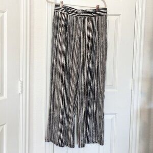 Robert Louis Wide Leg Black and White Striped pants, Size Large